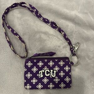 Vera Bradley Zip ID Card Pouch Lanyard TCU
